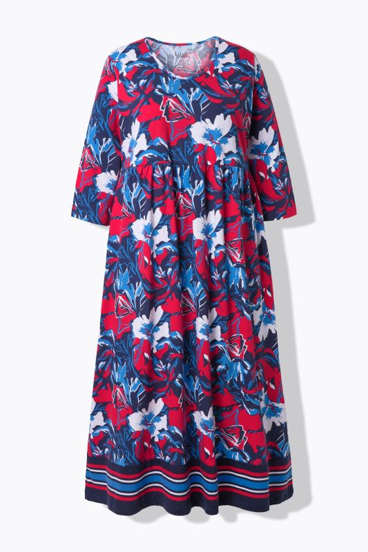 Dynamic Floral Jersey A-Line Pocket Dress