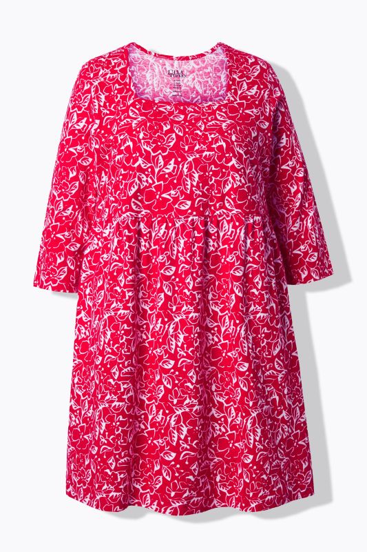 Tropical Flower A-Line Pocket Knit Tunic Dress