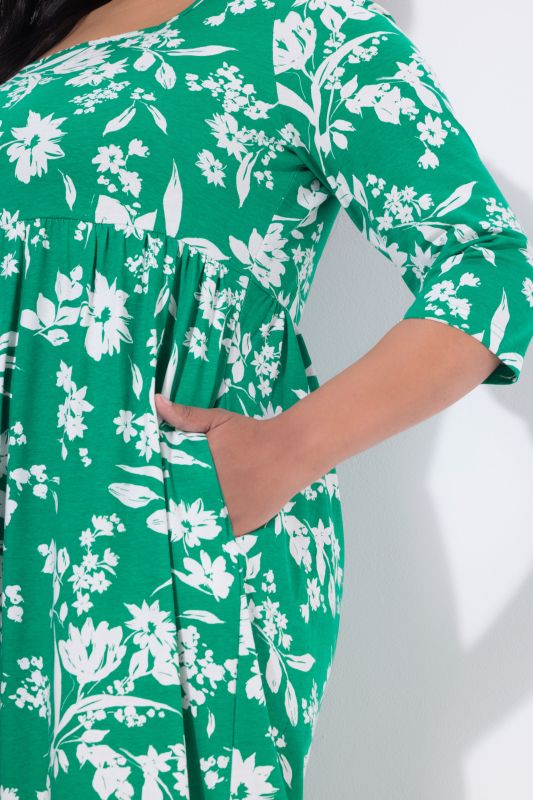 Floral Print Jersey Pocket Dress