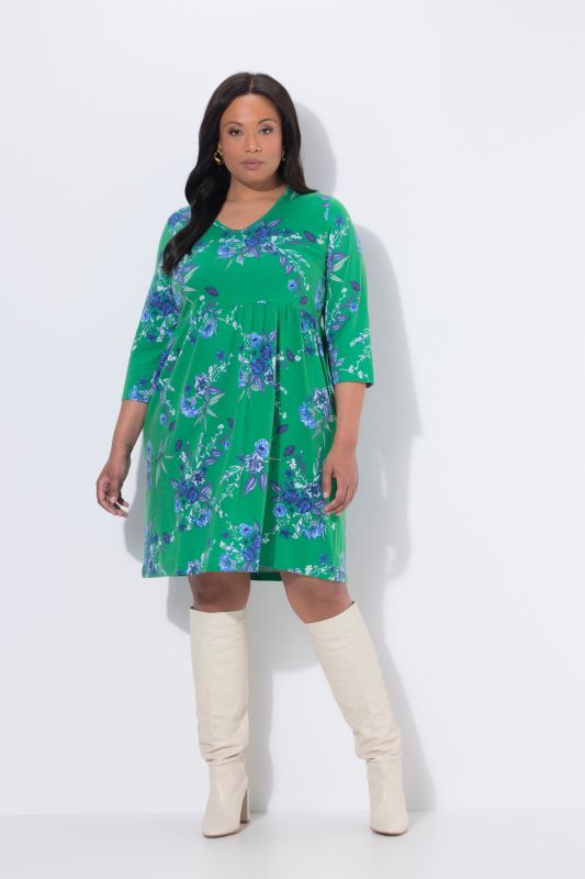Bouquet Print Jersey Pocket Dress