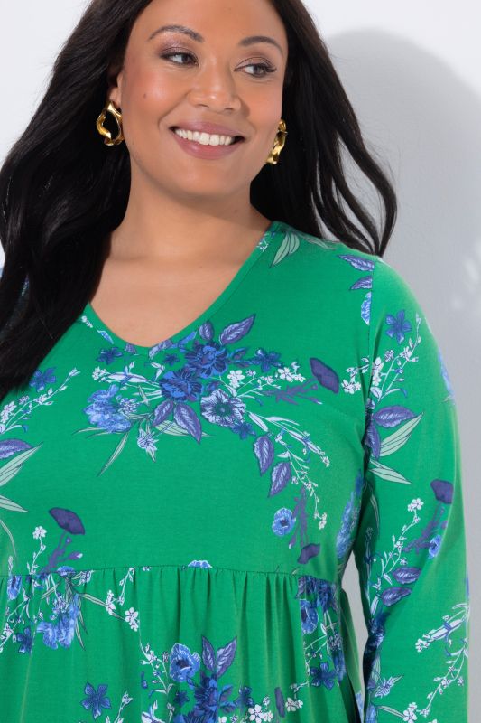 Bouquet Print Jersey Pocket Dress