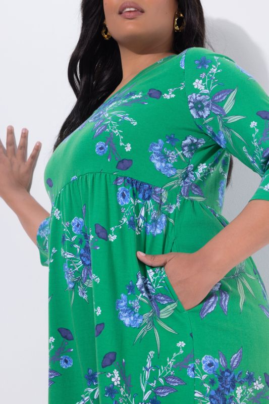 Bouquet Print Jersey Pocket Dress