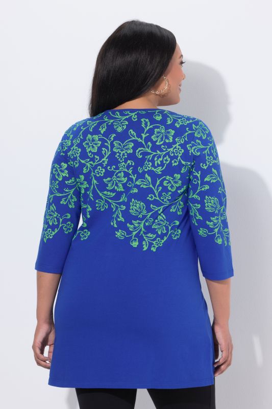 Floral Vine Motif Knit Tunic