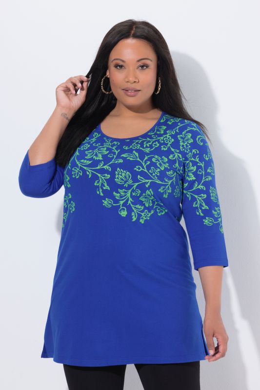 Floral Vine Motif Knit Tunic