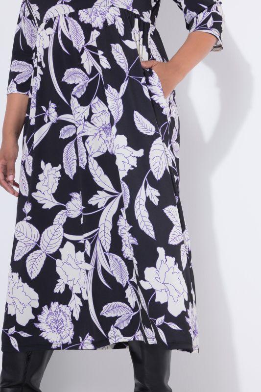 Matte Jersey Botanical Print Pocket Dres