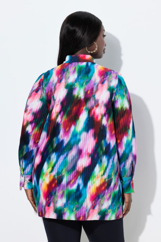 Watercolor Pleated Blouse