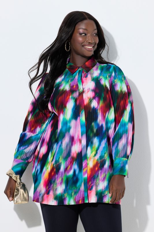 Watercolor Pleated Blouse