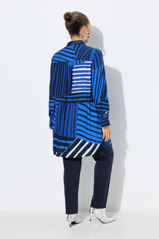 Mixed Stripe Tunic Blouse