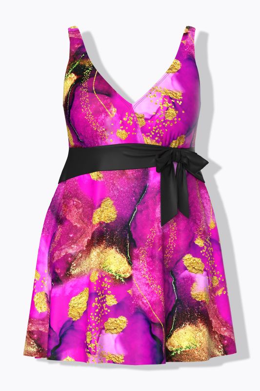 Pink Floral Swim Dress