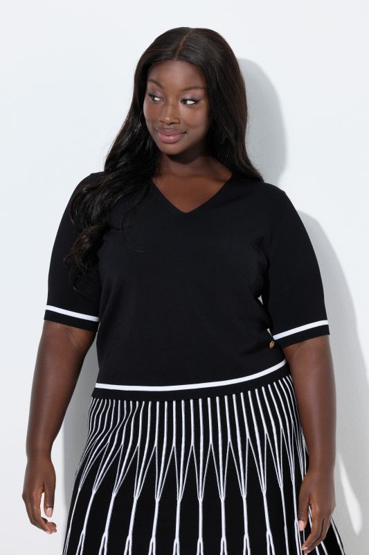 Short Sleeve Ribbed Knit Sweater