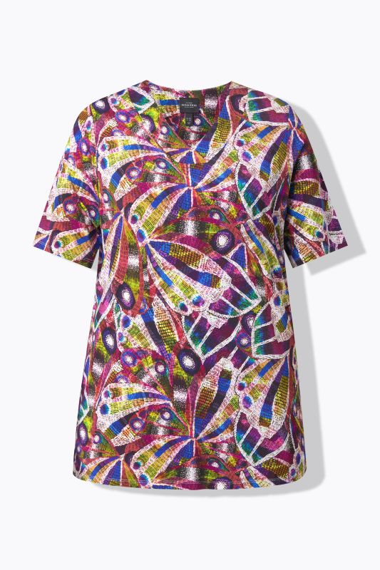 Graphic Peacock Print Slinky Top
