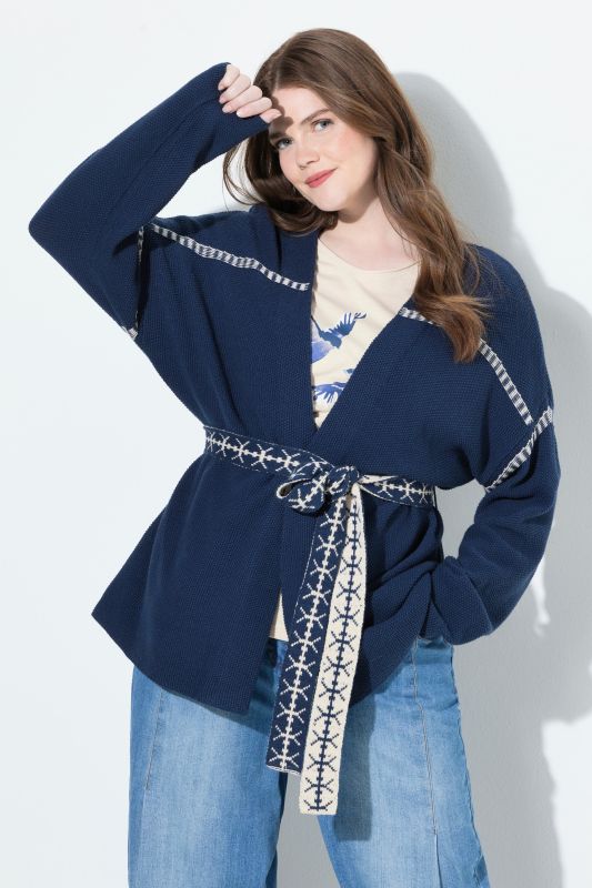 Textured Tie Belt Cardigan