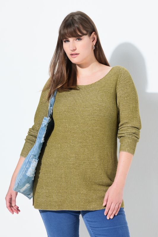 Eco Cotton Two-Tone Ribbed Knit Sweater