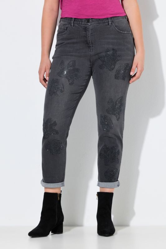 Rhinestone Flower Boyfriend Jeans