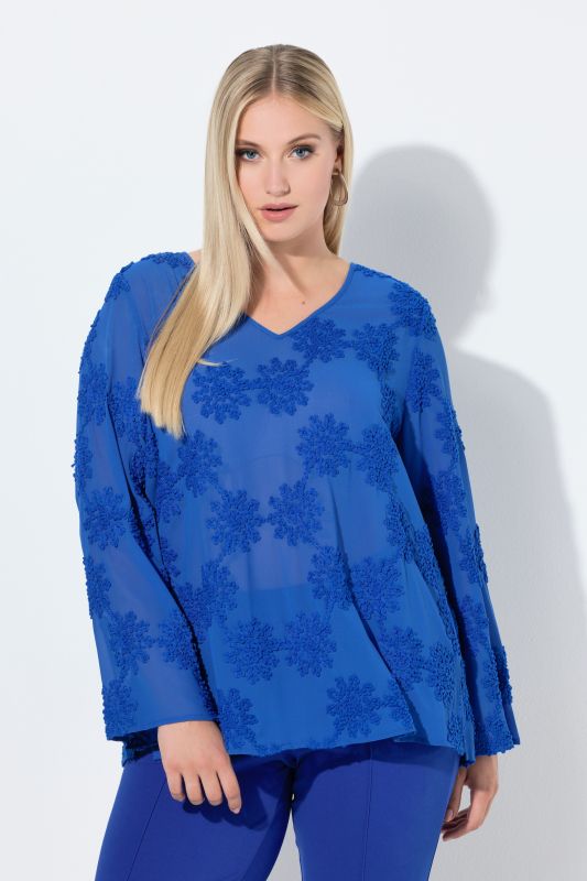 Sheer Textured Floral Blouse