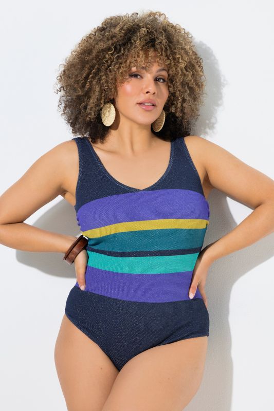 Бански с цветни бляскави райета