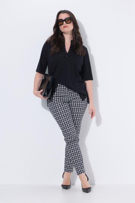 Graphic Leaf Print Elastic Waist Pants