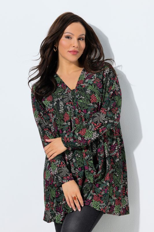 Floral Godet Pleated Tunic
