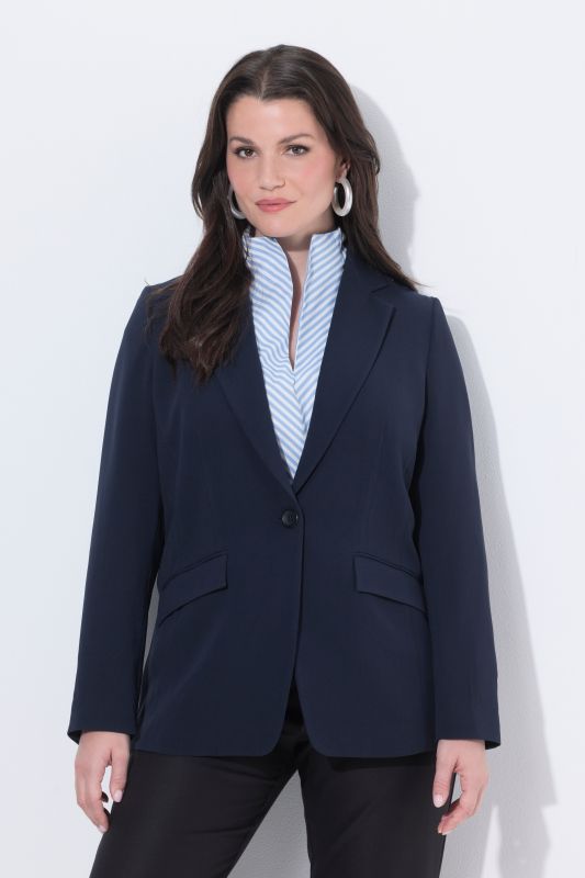 Triacetate Blend Lapel Collar Fully Lined Blazer