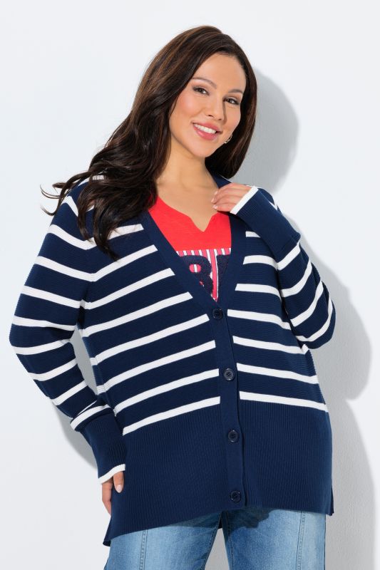 Striped V-Neck Cardigan