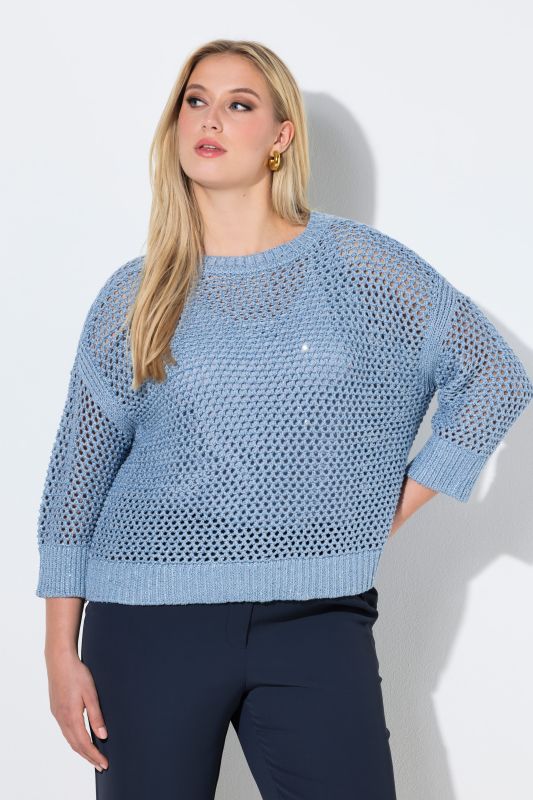 Sequined Openwork Knit Sweater