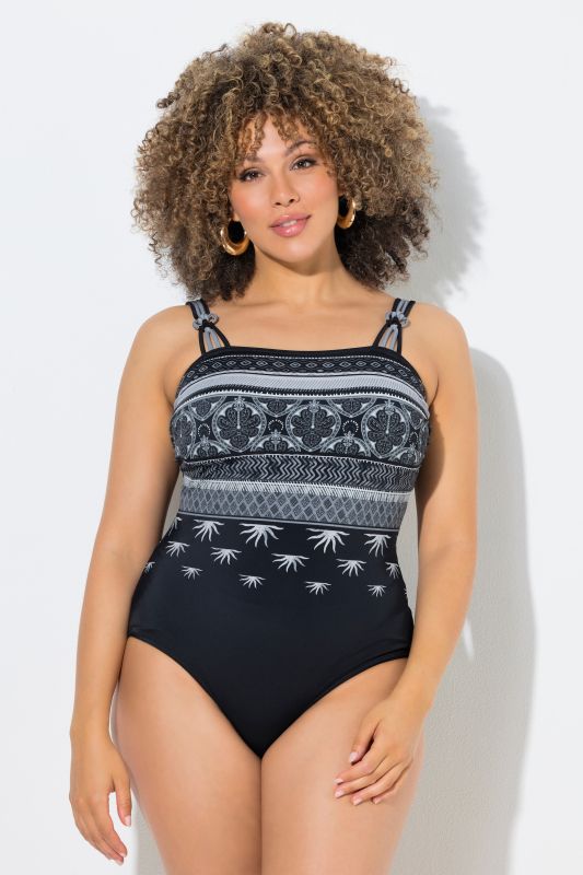 Mixed Sunburst Print One Piece Swimsuit