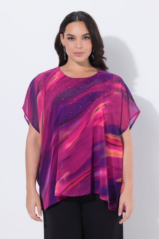 Sparkling Gradient Layered Chiffon Blouse