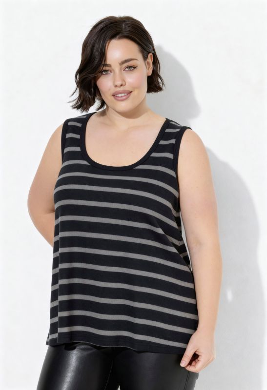 Striped Ribbed Jersey Tank