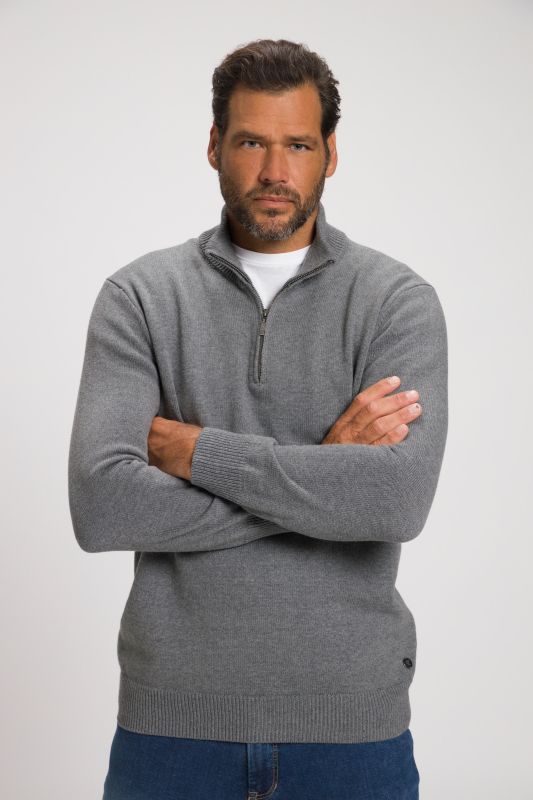 Knitted half-zip, stand-up collar, zip, long sleeve