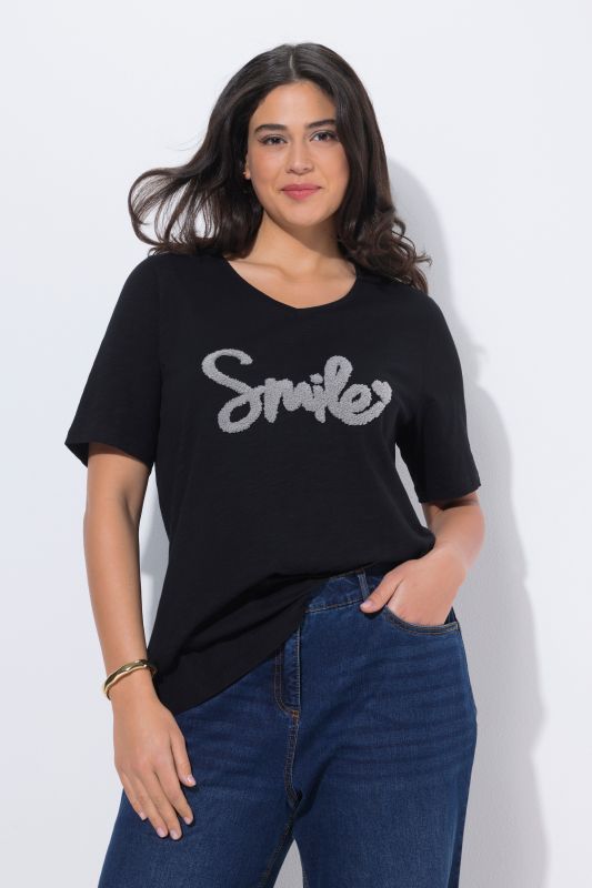 Тениска с надпис Smile