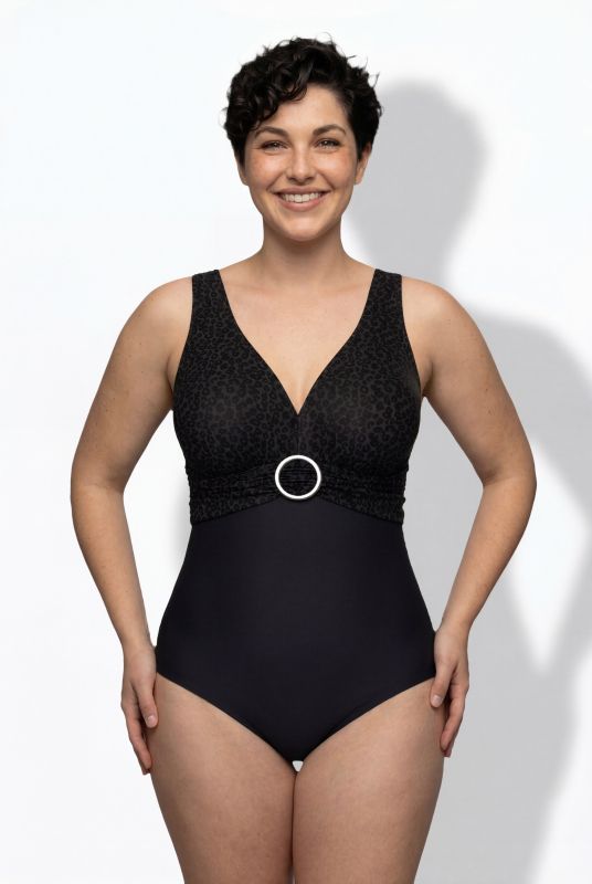 Mixed Texture O-Ring Swimsuit