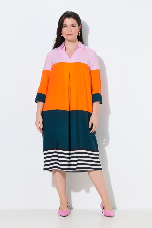 Colorblock Lyocell Midi Dress
