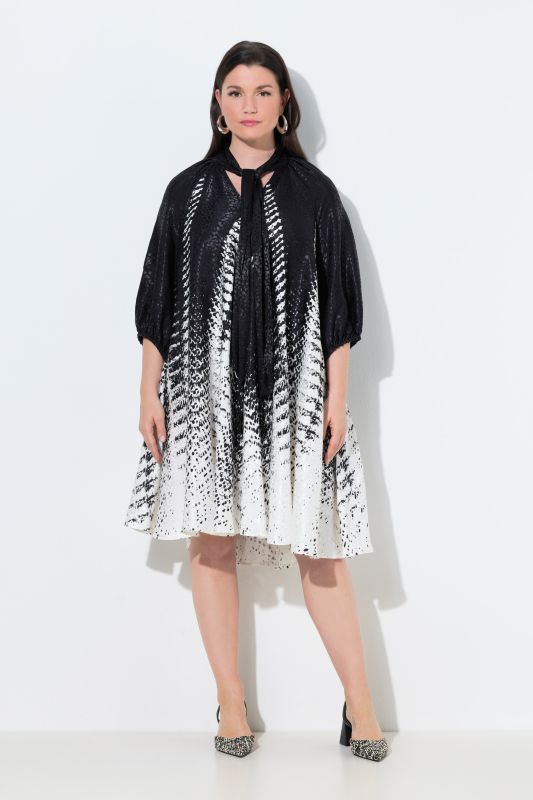 Abstract Print Ribbon Tie Dress