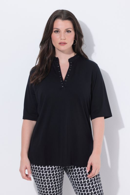 Rhinestone Neckline Pima Cotton Tee