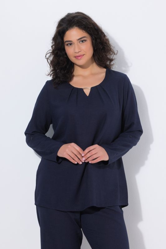 Linen Blend Metallic Bead Blouse