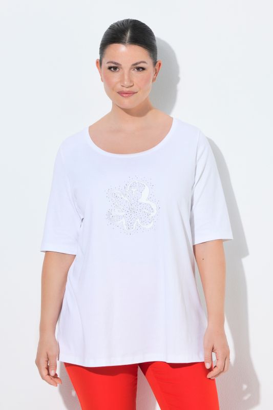 Glitter Embroidered Flower T-Shirt Blouse