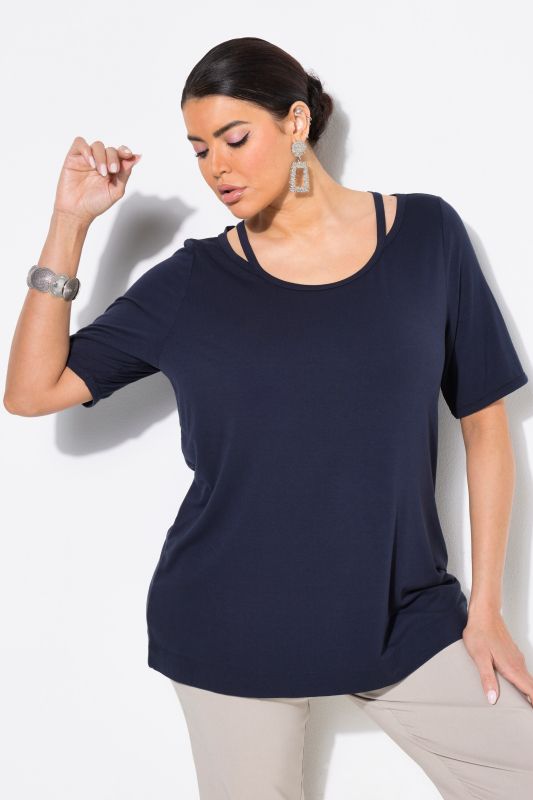 Cutout Neckline Short Sleeve Tee