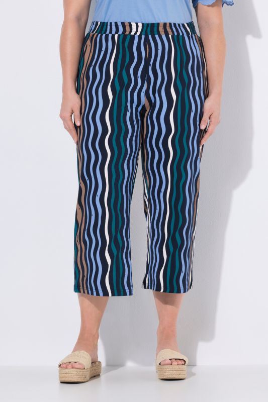 Eco Cotton Wave Print Elastic Waist Culottes