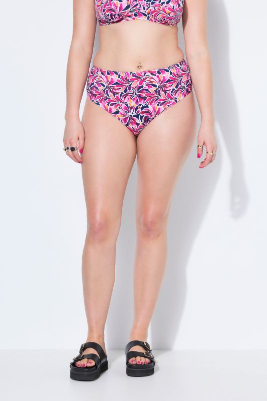 Groovy Flower Print High-Waisted Bikini Bottom