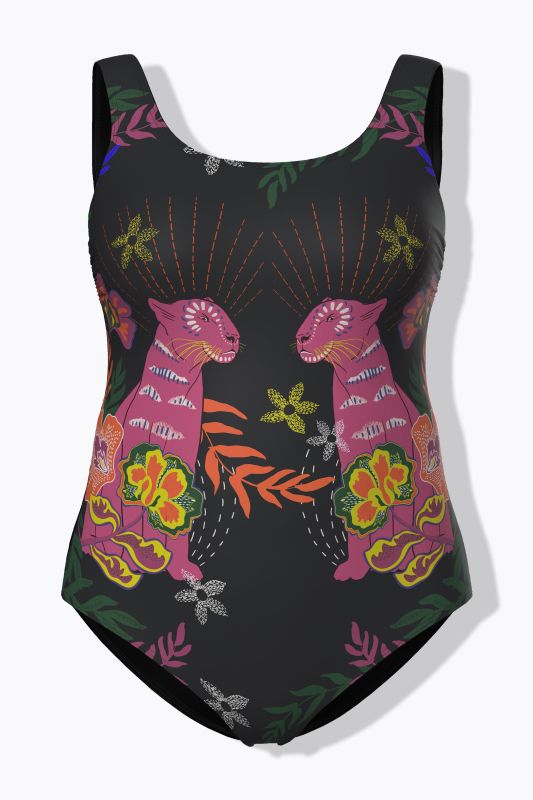 Colorful Cat Print One Piece Swimsuit