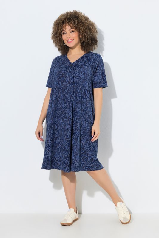 Eco Cotton Animal Print V-Neck Midi Dress
