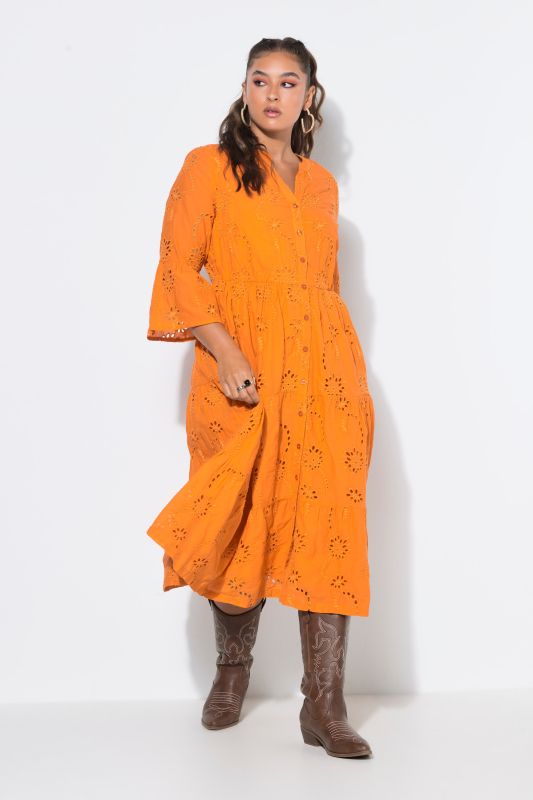 Eyelet Embroidered 3/4 Sleeve Dress