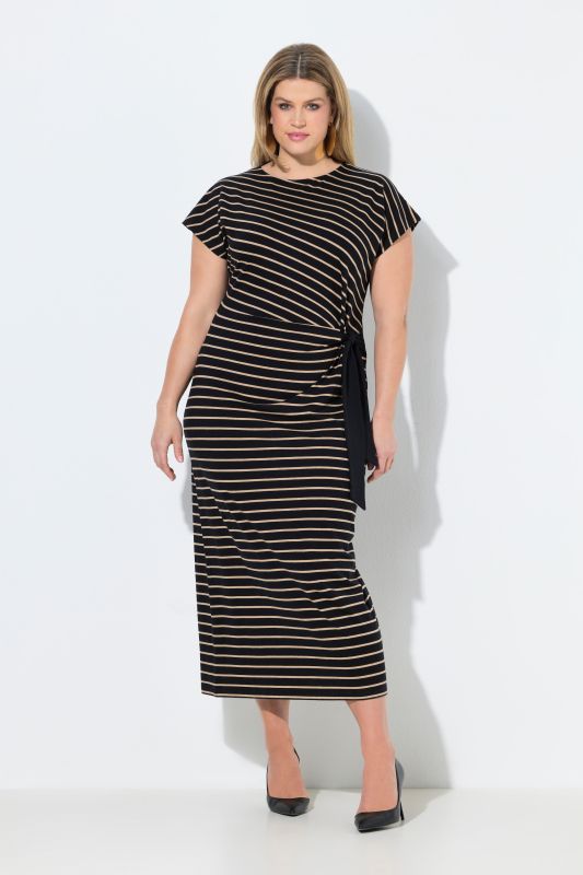 Striped Ribbon Tie Jersey Dress