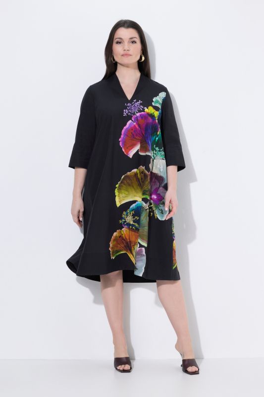 Watercolor Ginkgo 3/4 Sleeve A-Line Dress