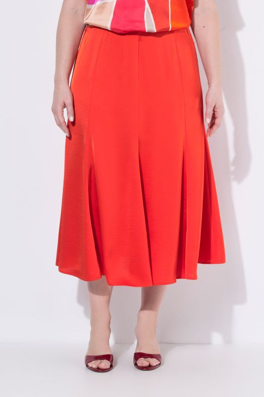 Shimmering Satin Elastic Waist Pleated Skirt