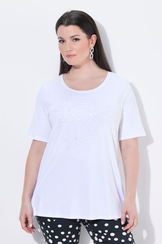 Rhinestone Flower Short Sleeve Pima Cotton Tee