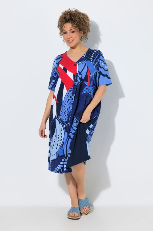 Allover Print Short Sleeve Pocket Dress