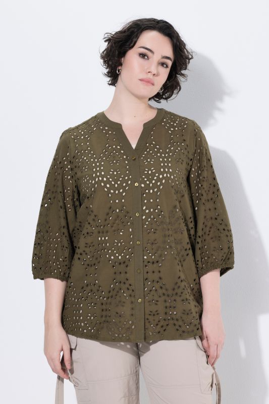 Broderie Anglaise Button-Down Blouse