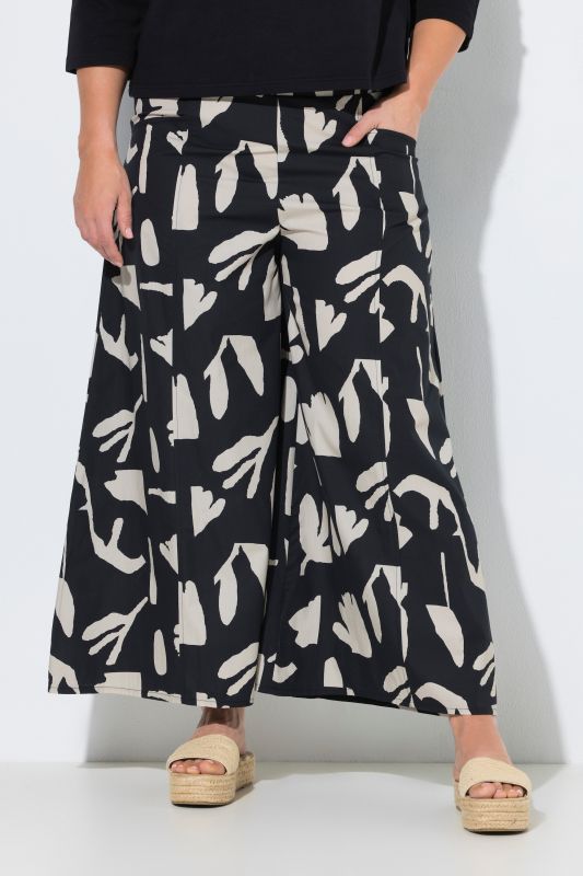 Eco Cotton Abstract Floral Elastic Waist Culottes