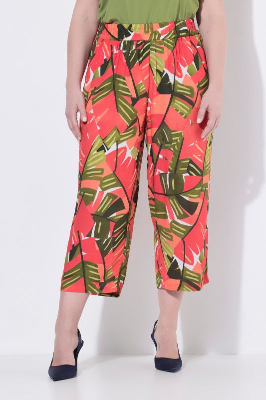 Pink Palm Elastic Waist Culottes